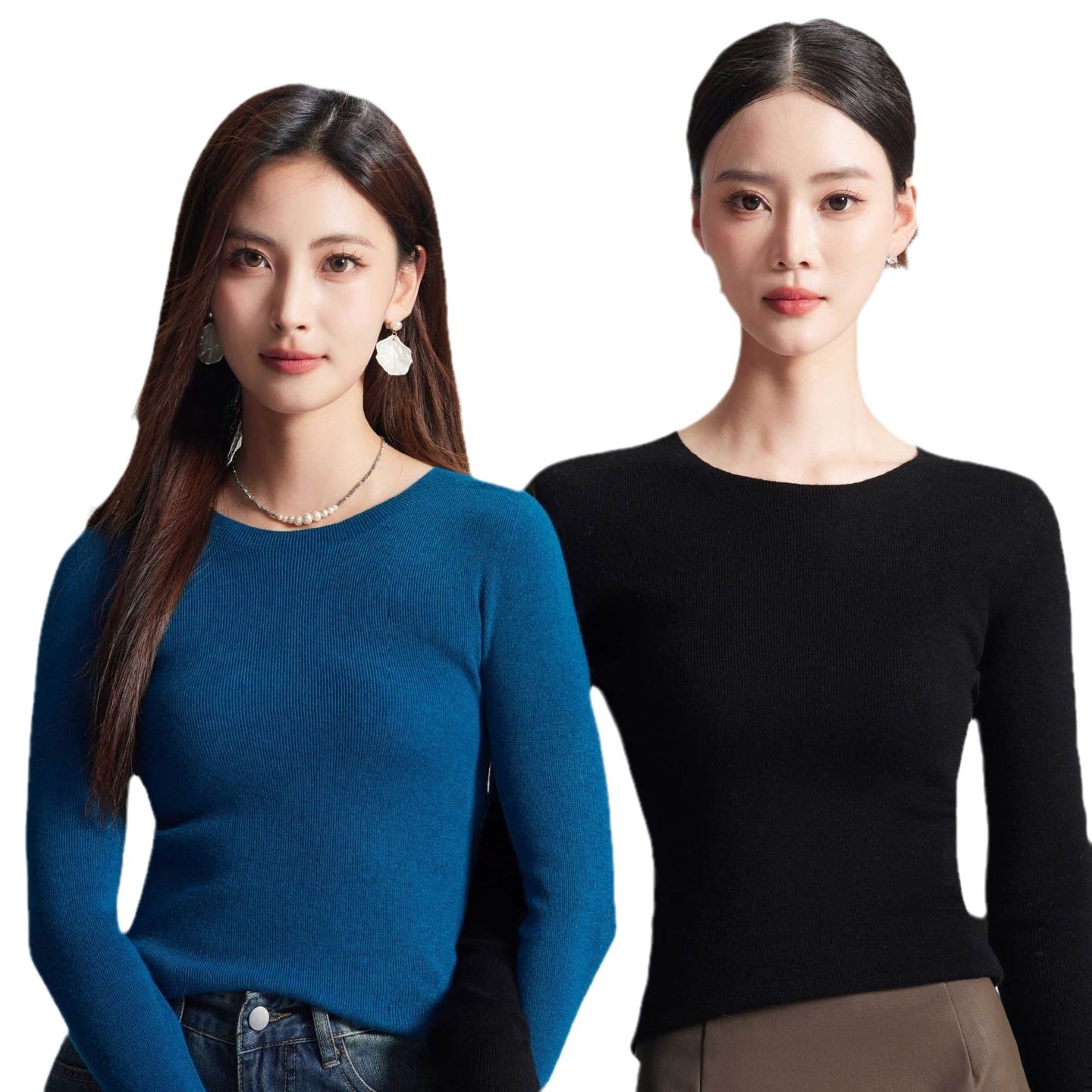 羊毛毛衣女/高领羊毛衫女/毛衣女羊毛/羊毛衫/女装毛衣羊毛材质白底实物图