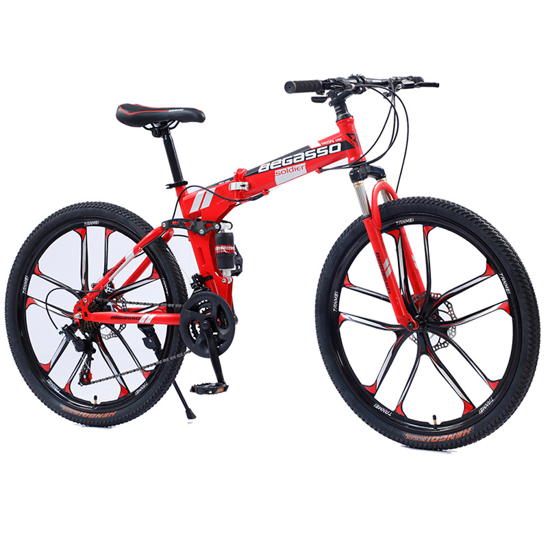 Cross-border wholesale of folding mountain bikes, adult variable-speed mountain bikes, soft-tail student bikes, and outdoor off-road bikes details Picture