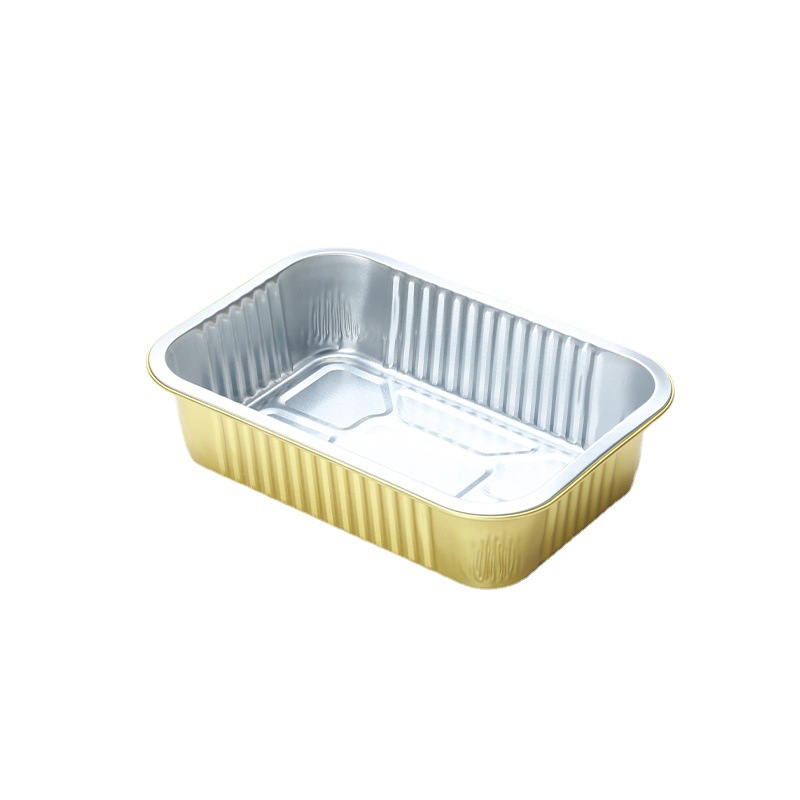 开宝750ml铝箔带盖长方形外卖打包盒虾盒烤鱼一次性锡纸铝箔盒白底实物图