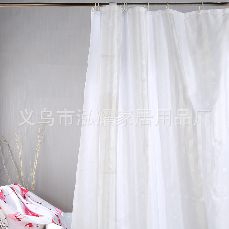 厂家批发涤纶阴阳条卫生间浴帘沐浴帘防水隔断门帘酒店专用浴帘细节图