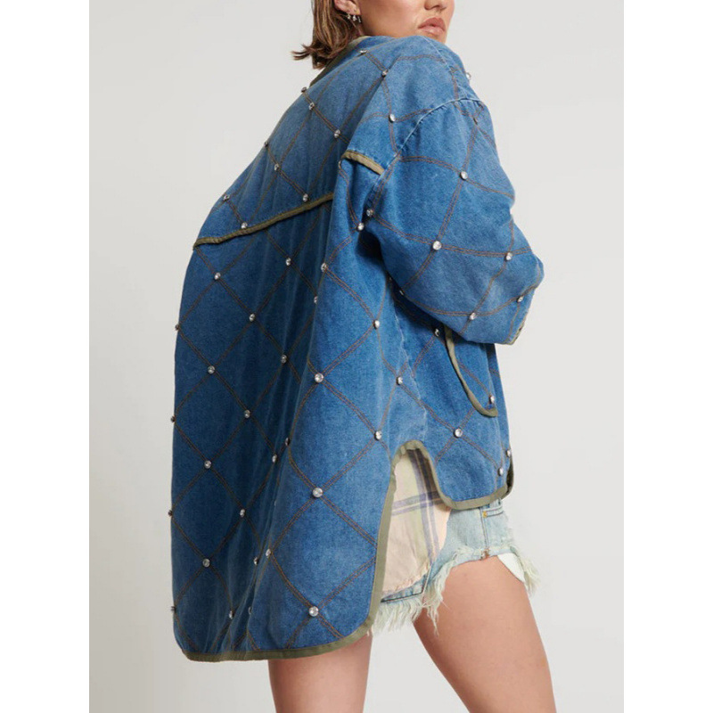 European and American cross-border denim patchwork quilted and diamond-stitched women's autumn fashionable, warm and trendy lightweight cotton-padded jacket MG600 Application Scenario