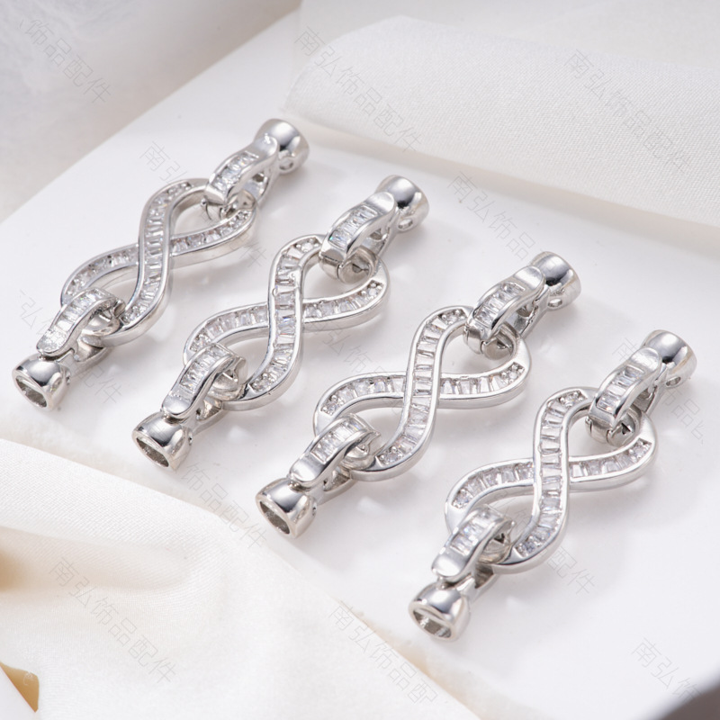 Zhuji pearl necklace, 8-shaped clasp, end clasp, connecting clasp, parent-child clasp, sweater chain clasp, DIY accessories, zircon flower details Picture
