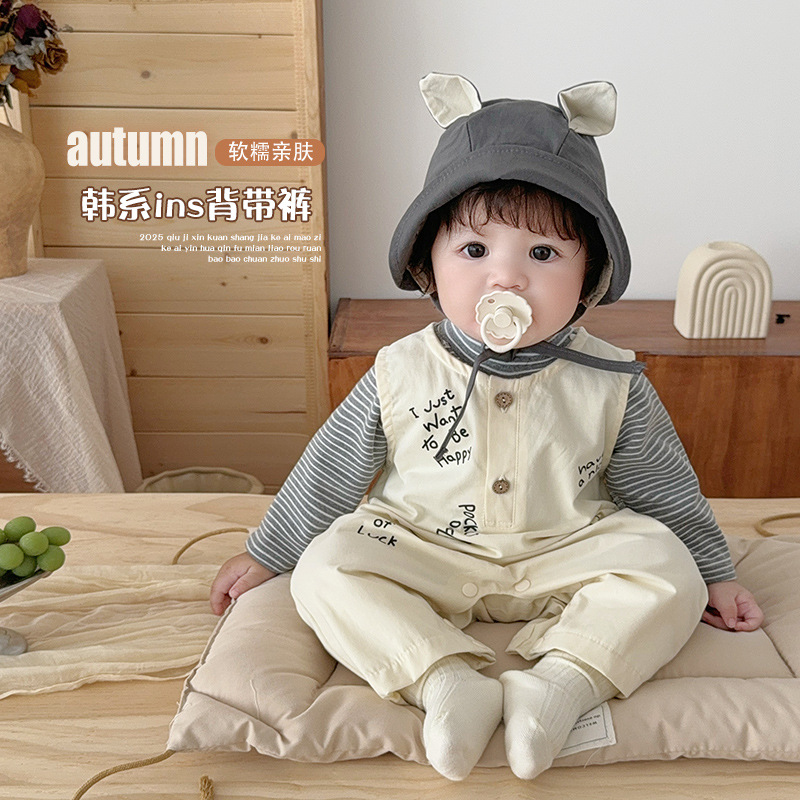 [camiseta + traje de pantalón] versión coreana de la primavera y el otoño de la ropa del bebé y los niños de los chicos y las niñas salir de la ropa de niño alegre Specification image