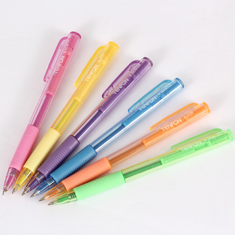 Foreign trade six-color ballpoint pen, colored core jumping ballpoint pen 5220 simple ballpoint pen Specification drawing