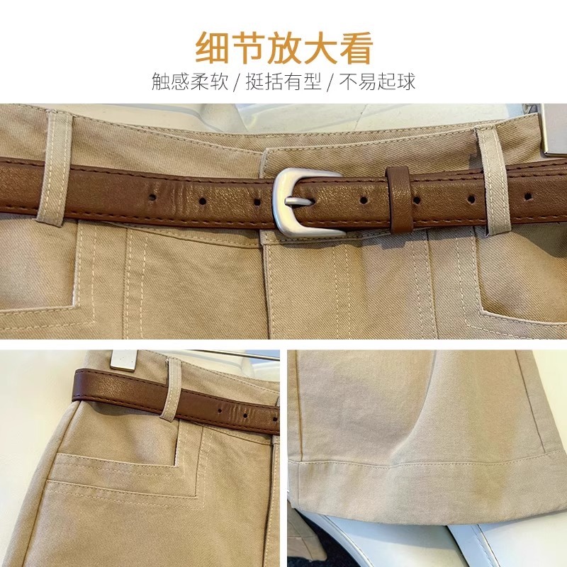 Khaki loose wide-leg pants for women 2025 autumn new style, petite casual pants for slimming, 9-inch straight-leg pants for children Application Scenario