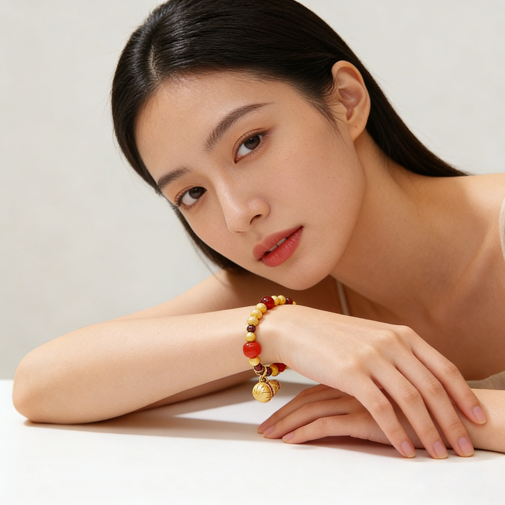 Hyacinth's original design of the new Chinese-style bracelet features a unique design sense. The hand-brushed gold gourd pendant is a bestseller on Douyin Specification image