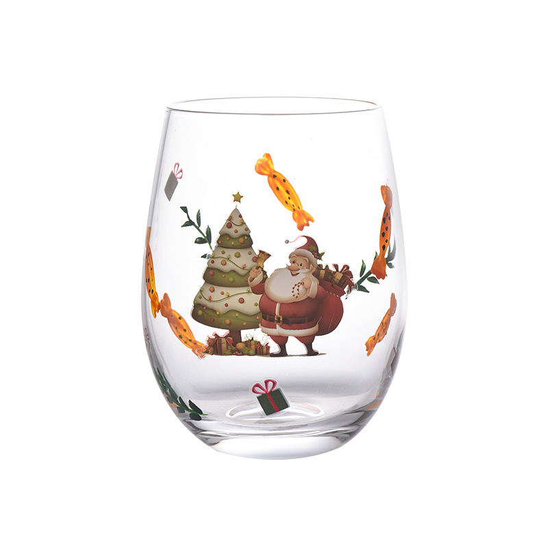 Hand-painted creative Christmas decoration series, red wine glasses, painted crystal glass, goblets, wine glasses wholesale Specification image