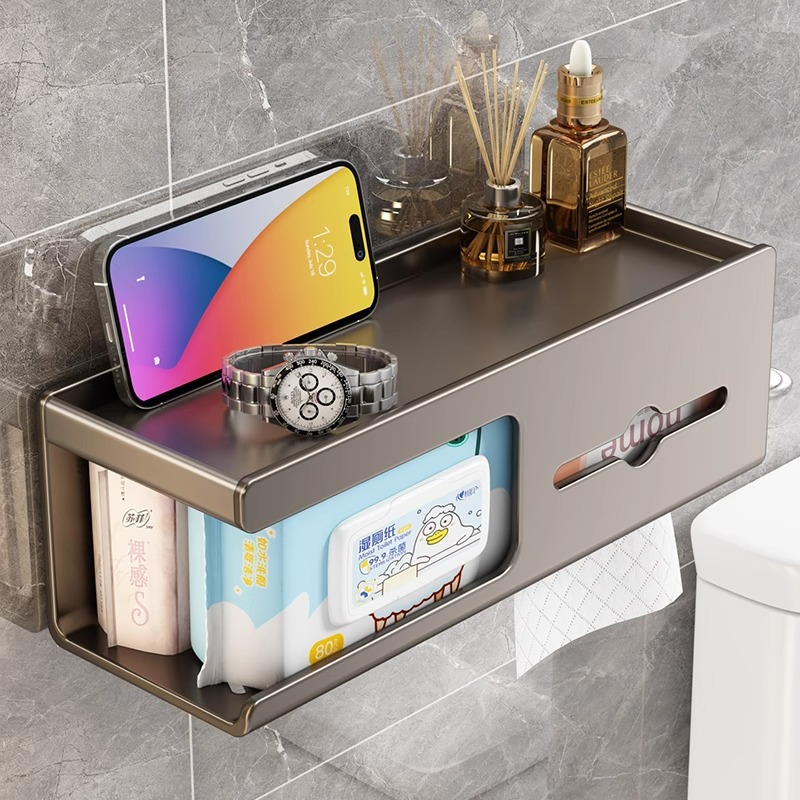 New toilet paper box for the bathroom, wall-mounted toilet paper storage rack without perforation, toilet paper extraction box