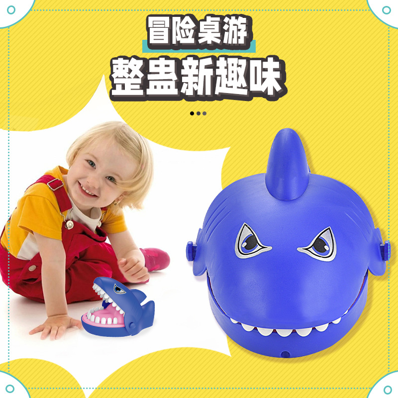 The hand-biting shark toy is a silicone toy with a blue and pink shark shape. It features a slow rebound and self-explosion grenade finger toy, which is a children's educational small product details Picture