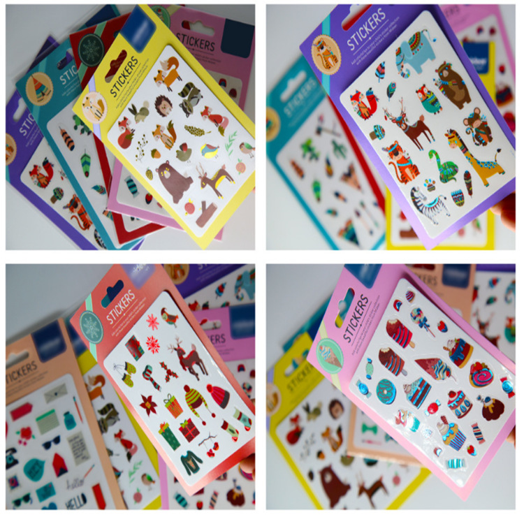 PVC透明卡通不干胶标签贴烫金镭射儿童贴纸文具手帐装饰贴产品图