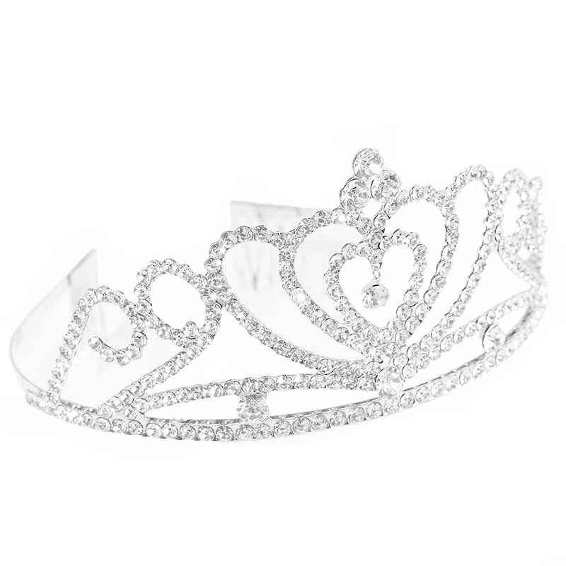 Wholesale of new heart-shaped pendants, water diamonds, bride crowns, women's wedding and wedding full-diamond headwear for cross-border trade in Europe and America Item Picture