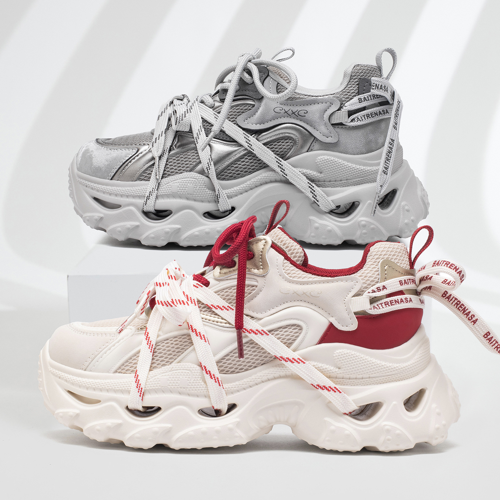 2026春季新款厚底老爹鞋女款单鞋透气运动款女百搭内增高女鞋批发