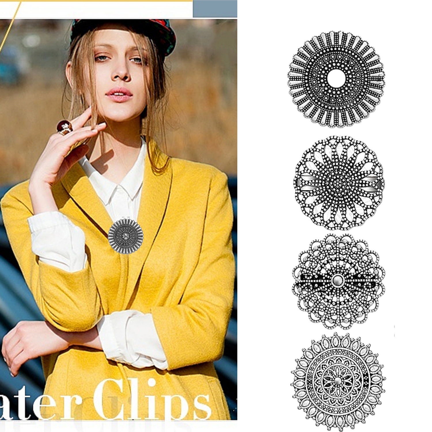 维京人系列欧美复古合金毛衣夹丝巾开衫扣衬衣领夹防走光束紧夹胸