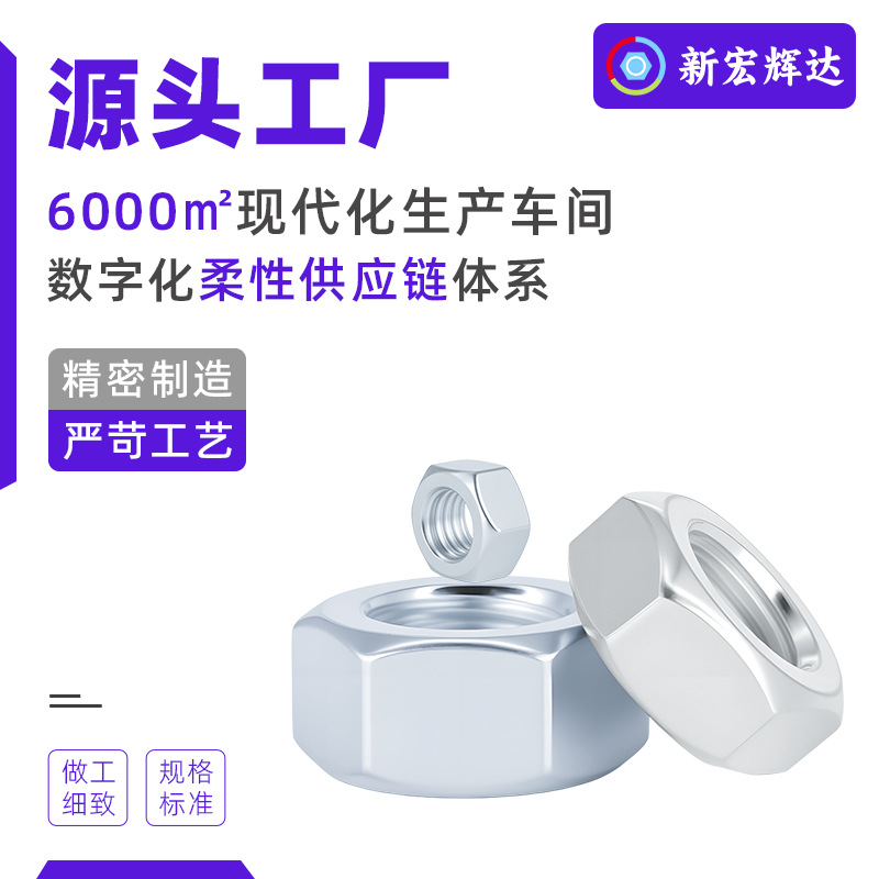 高强度碳钢外六角螺母螺丝帽8.8级M10M12加厚镀锌螺母6m3m5m4m2.5产品图