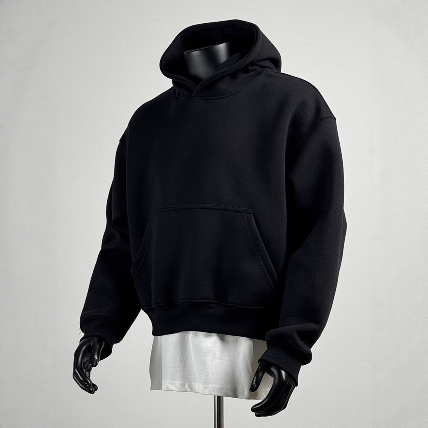 A 450g high-end American cleanfit short hooded sweatshirt for both men and women, loose and thickened details Picture