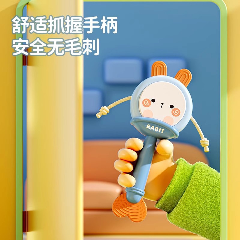 TinkerTot跨境婴儿玩具拨浪鼓0到1岁新生儿3手摇鼓6个月抓握训练可啃咬牙胶细节图