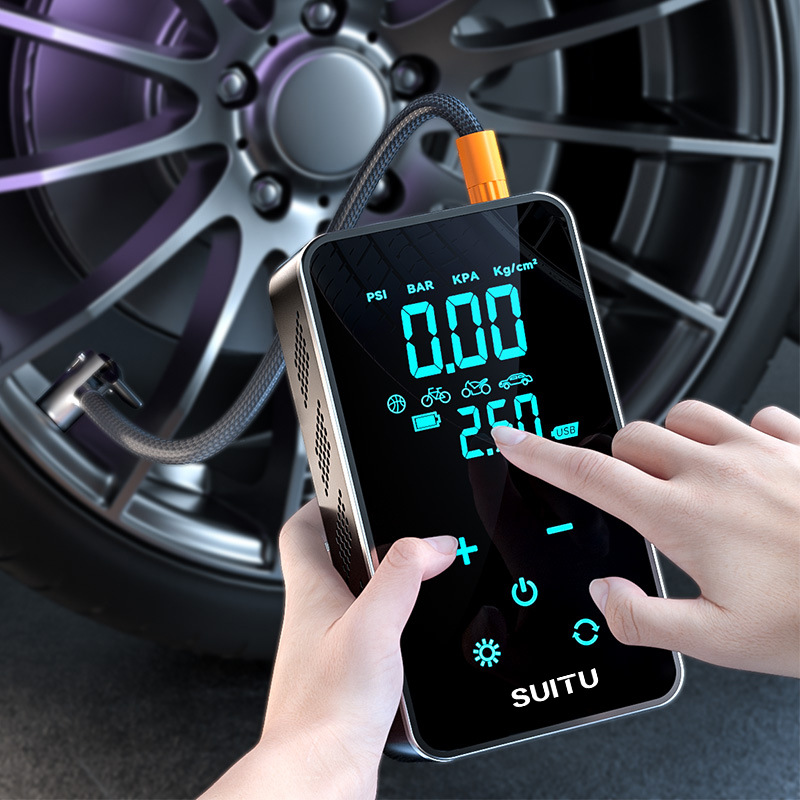 Vehicle-mounted air pump, wireless digital display intelligent air pump, touch screen air pump, tire pump, portable handheld details Picture