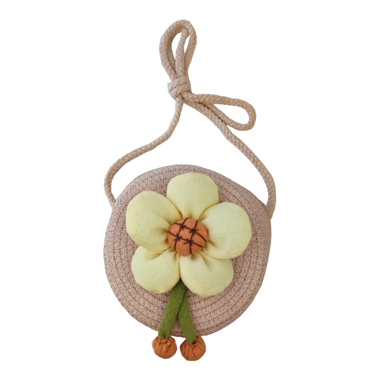 Cross-Border Straw Weaving Bags, Summer Hand-Woven Straw Weaving Small Bags Wholesale, Bare Bags, Children's Mini Cute Flower Children's Straw Bags, Crossbody Bags, Hand-Woven Straw Weaving Bags Item Picture