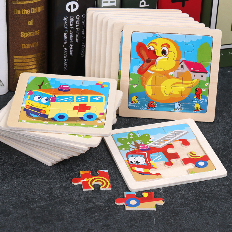 9-piece wooden jigsaw puzzle for children aged 2, 3, 4 to 5, animal traffic, boys and girls, kindergarten educational toys