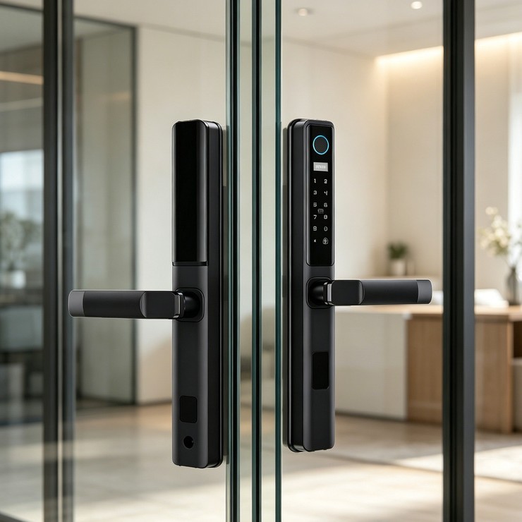 Graffiti wifi remote control narrow-side door fingerprint broken bridge aluminum lock outdoor waterproof balcony electronic combination lock details Picture