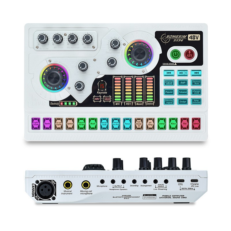 Cross-border 48V mobile and computer live streaming sound card set, Douyin and Kuaishou live streamer karaoke mixing console live streaming equipment details Picture