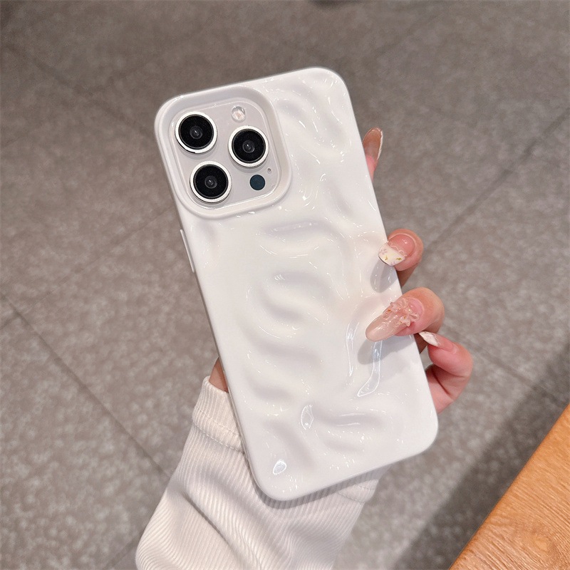 The simple meteorite pattern is suitable for iPhone16 and iPhone 15promax phone cases. The three-dimensional wave 14 solid color 13 soft case Specification image