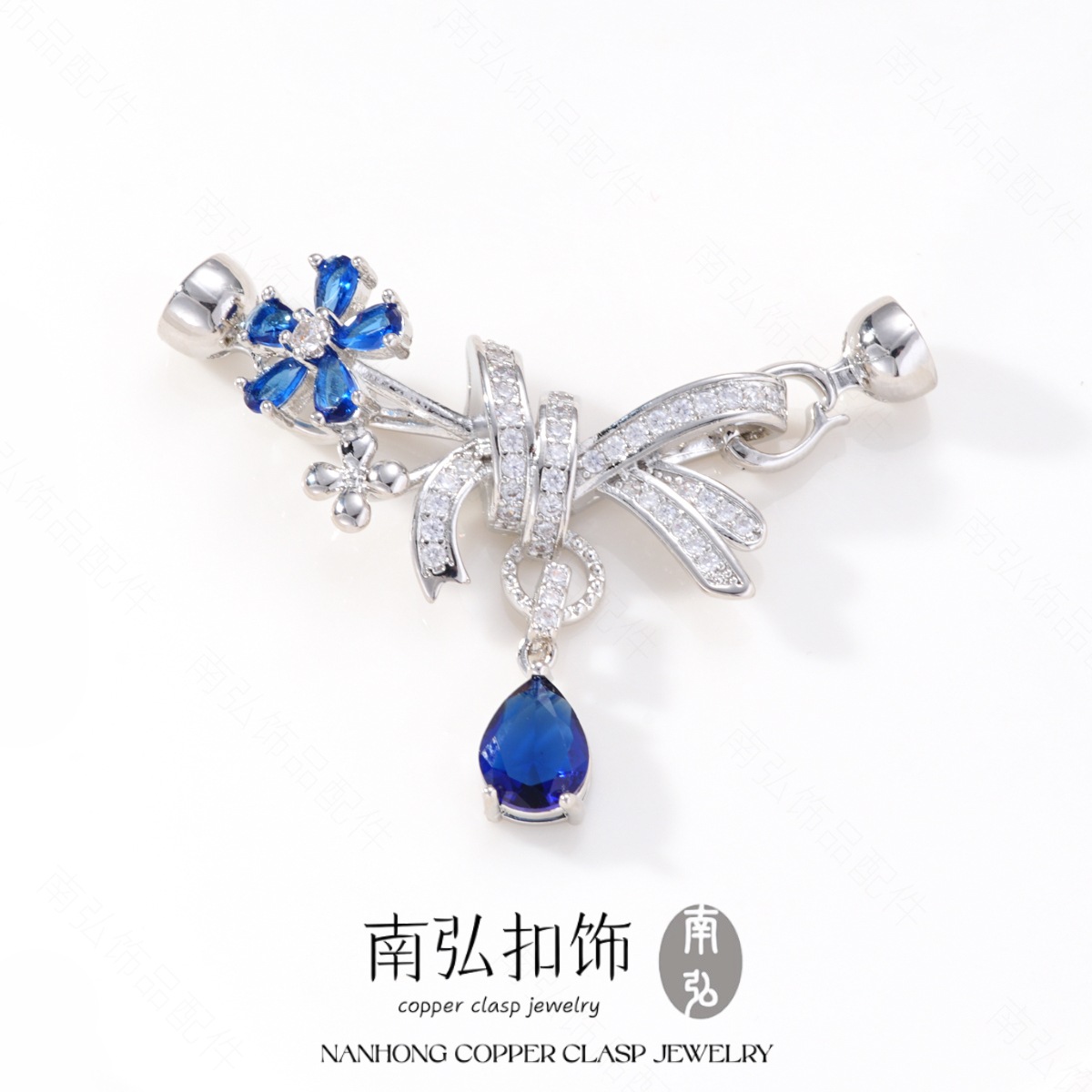 Copper-plated real gold color-retaining and zirconium-inlaid bow connection buckle, luxurious and high-end bracelet and necklace buckle DIY accessory