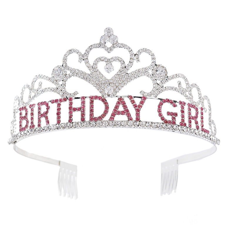 跨境生日派对皇冠BIRTHDAYGIRL生日女孩聚会公主水钻王冠头饰