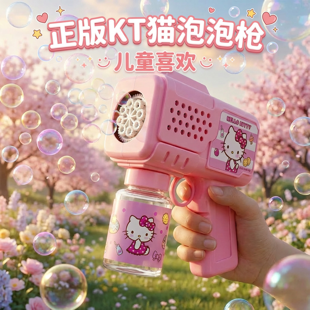 Sanrio 2026 New Model Children's handheld electric Bubble Machine Cartoon Multi-hole parent-child Interactive bubble Gun toy