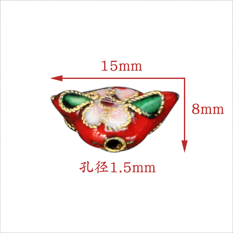 Traditional high-temperature cloisonne enamel floral silver-blue DIY jewelry accessories with beads and cloisonne 15*8 small ingots Item Picture