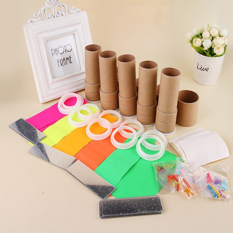 diy colored paper kaleidoscope rotating cylinder science popularization and education equipment assembly Children's art and craft kaleidoscope materials for intelligence Specification image