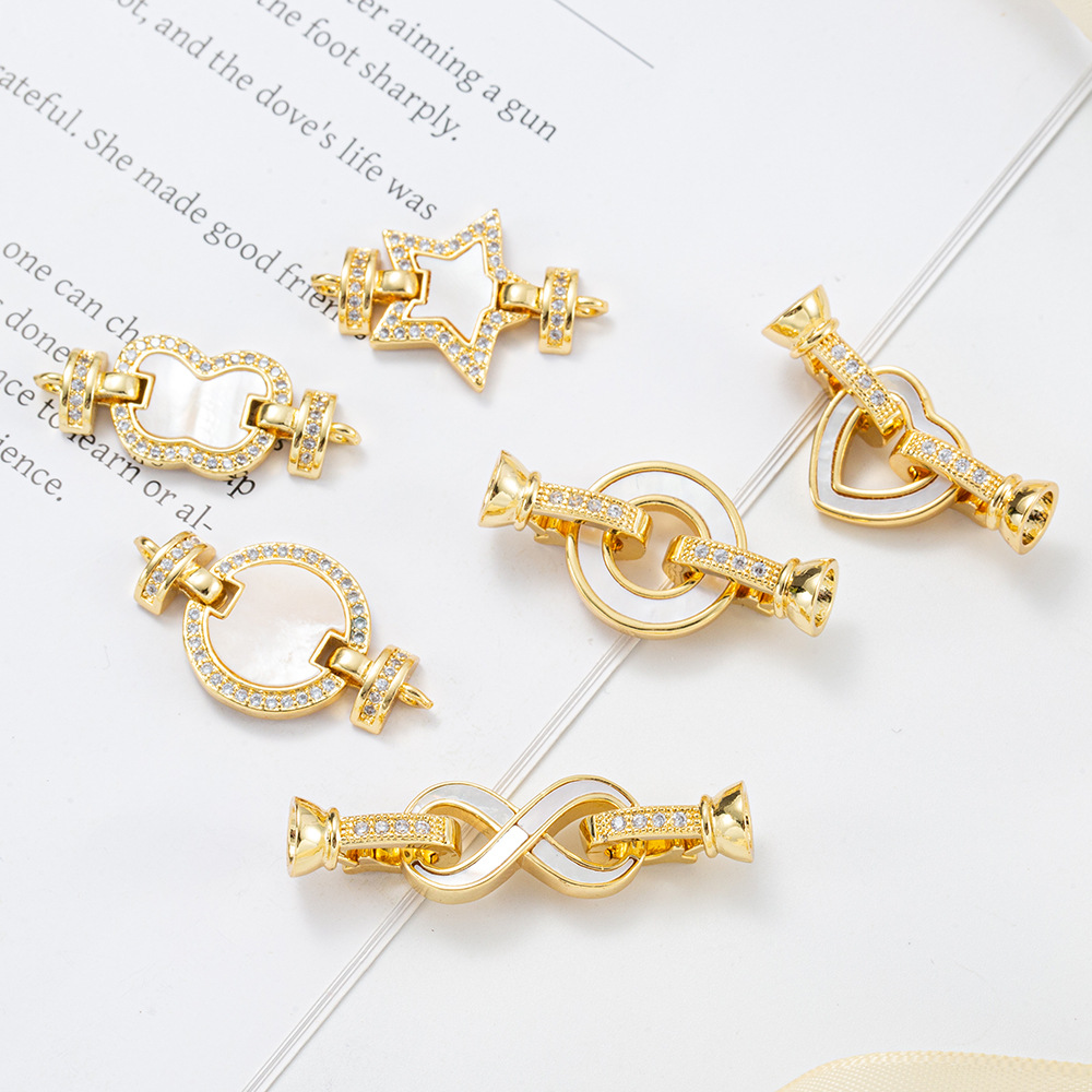 diy copper plated 18k real gold double-ring pearl string necklace clasp, jewelry, handcrafted bead necklace accessory Application Scenario