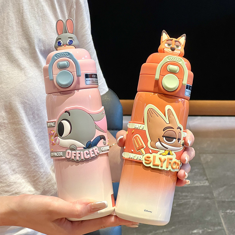 Disney insulated cup, Nick Judy straw water cup, double drinking, high appearance level for girls, special cup for children to go to school