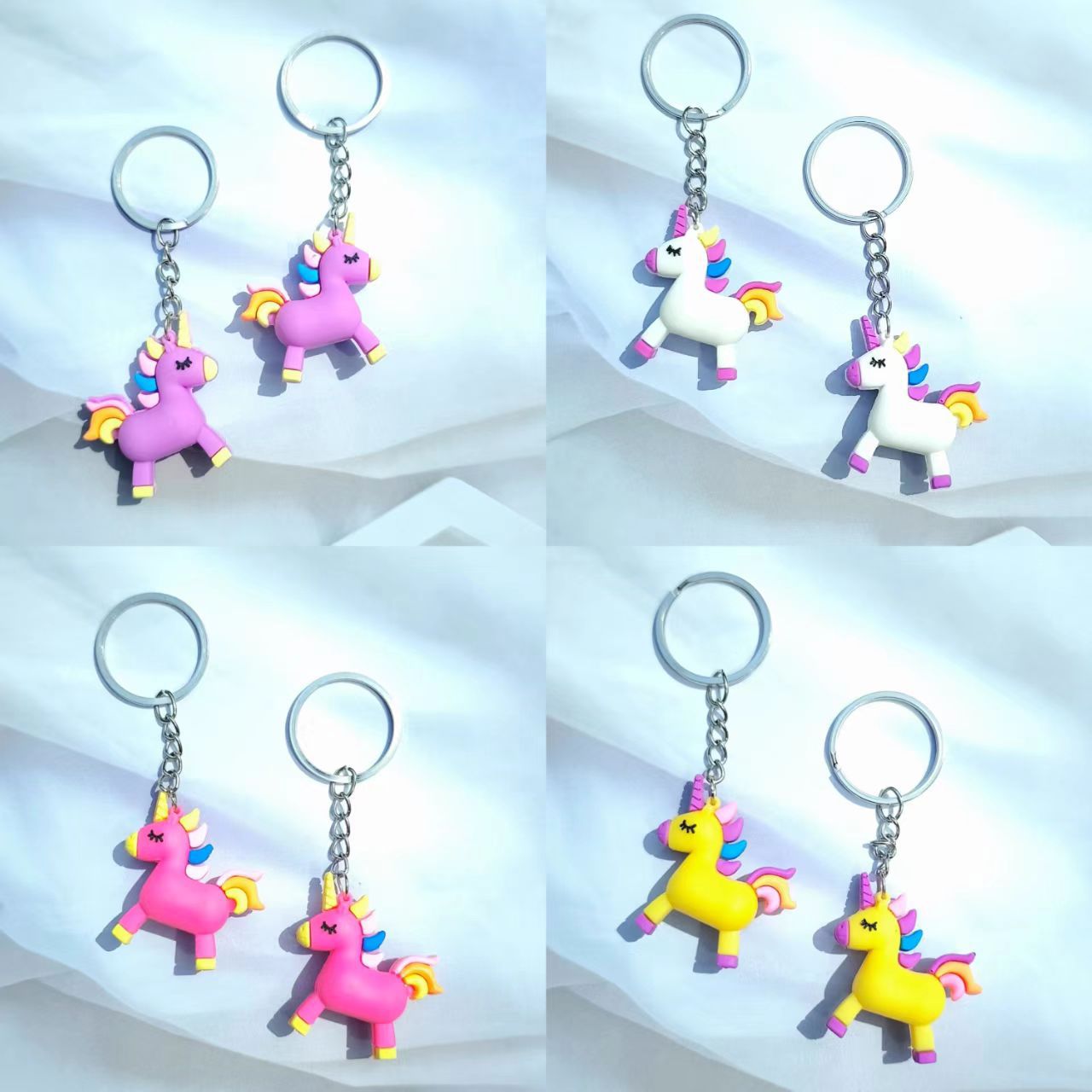 Nuevo amazon cartoon unicornio boney llavero goma suave arco iris tridimensional colgante pequeño regalo juguetes al por mayor Application Scenario