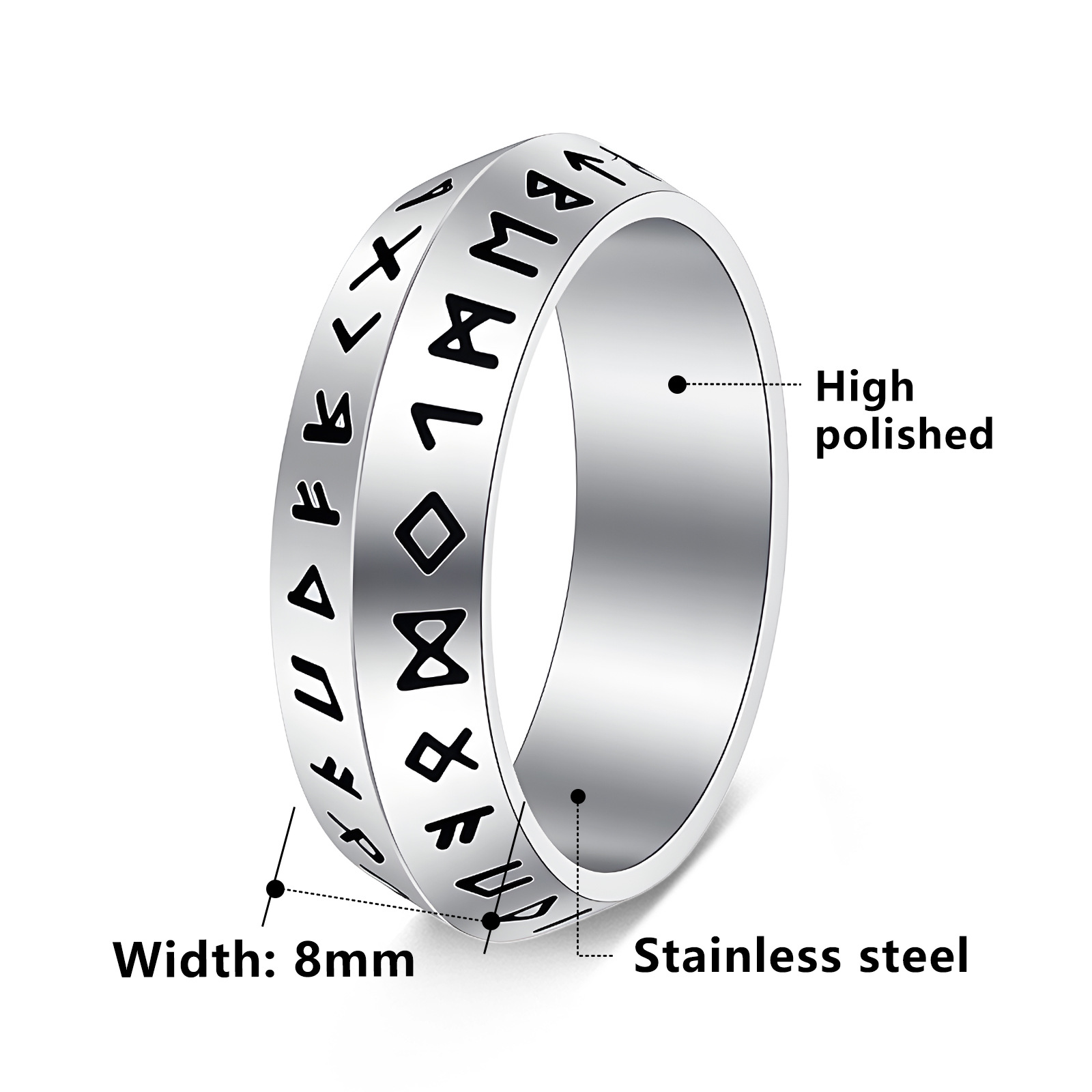The new Viking ring and Rune ring of cross-border jewelry from Europe and America symbolize fate, the future and boundless power Item Picture