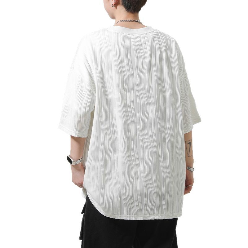 Ice Silk short-sleeved T-shirt for men, a thin and trendy summer style, quick-drying loose half-sleeved solid color casual couple round-neck base layer Item Picture
