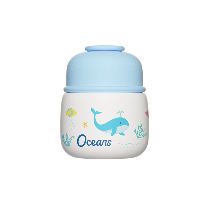 卡通小型可爱焖烧杯带漏勺焖粥316食品级不锈钢保温杯子男女通用白底实物图