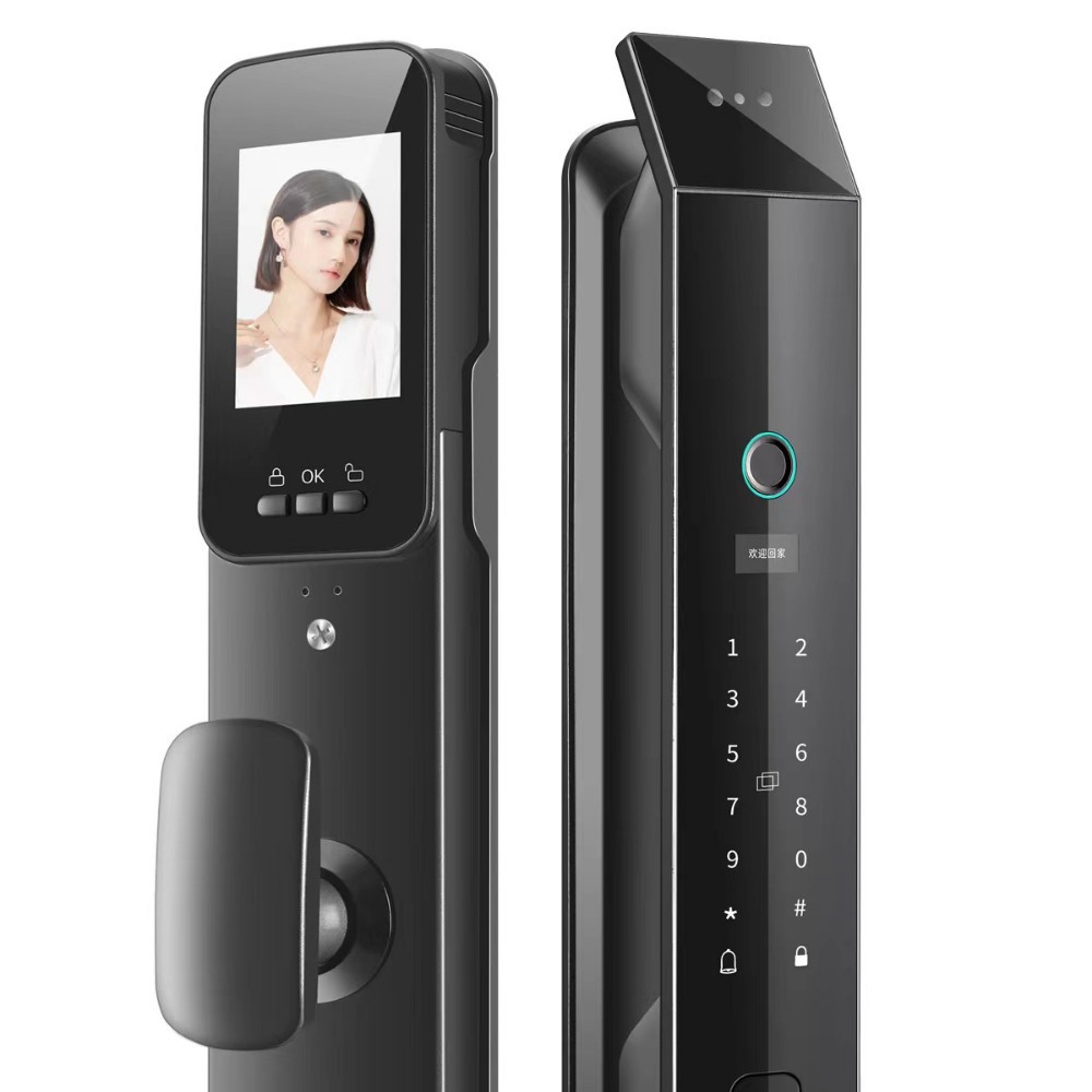 أقفال ذكية سوداء ذات لوحة مفاتيح رقمية ثلاثية الأبعاد للتعرف على الوجه Item Picture