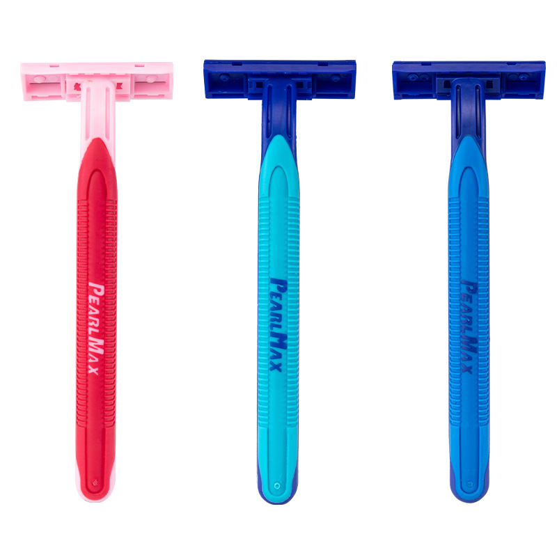 Disposable razor PearlMax lubrication strip, double-layer razor, rubber handle, manual old-fashioned shaving knife Item Picture