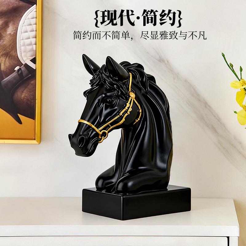 高级感艺术马到成功雕塑软装摆件轻奢客厅酒柜办公室展示柜装饰品