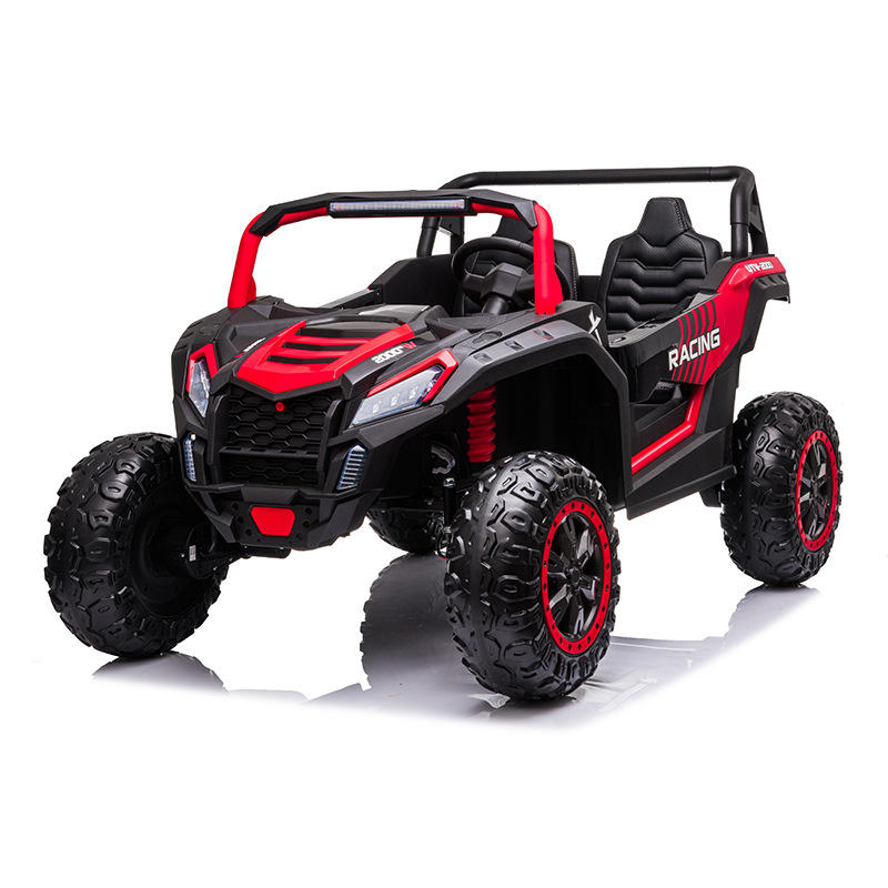 A032儿童电动越野车四轮双座亲子电动车户外男女宝宝自驾四驱版白底实物图