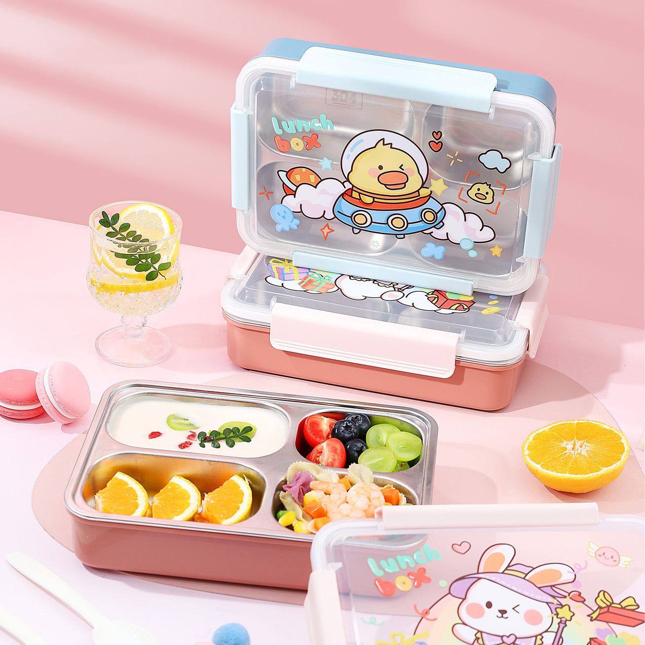 饭盒304不锈钢食品级便当盒上班族学生党便携密封保温分格午餐盒