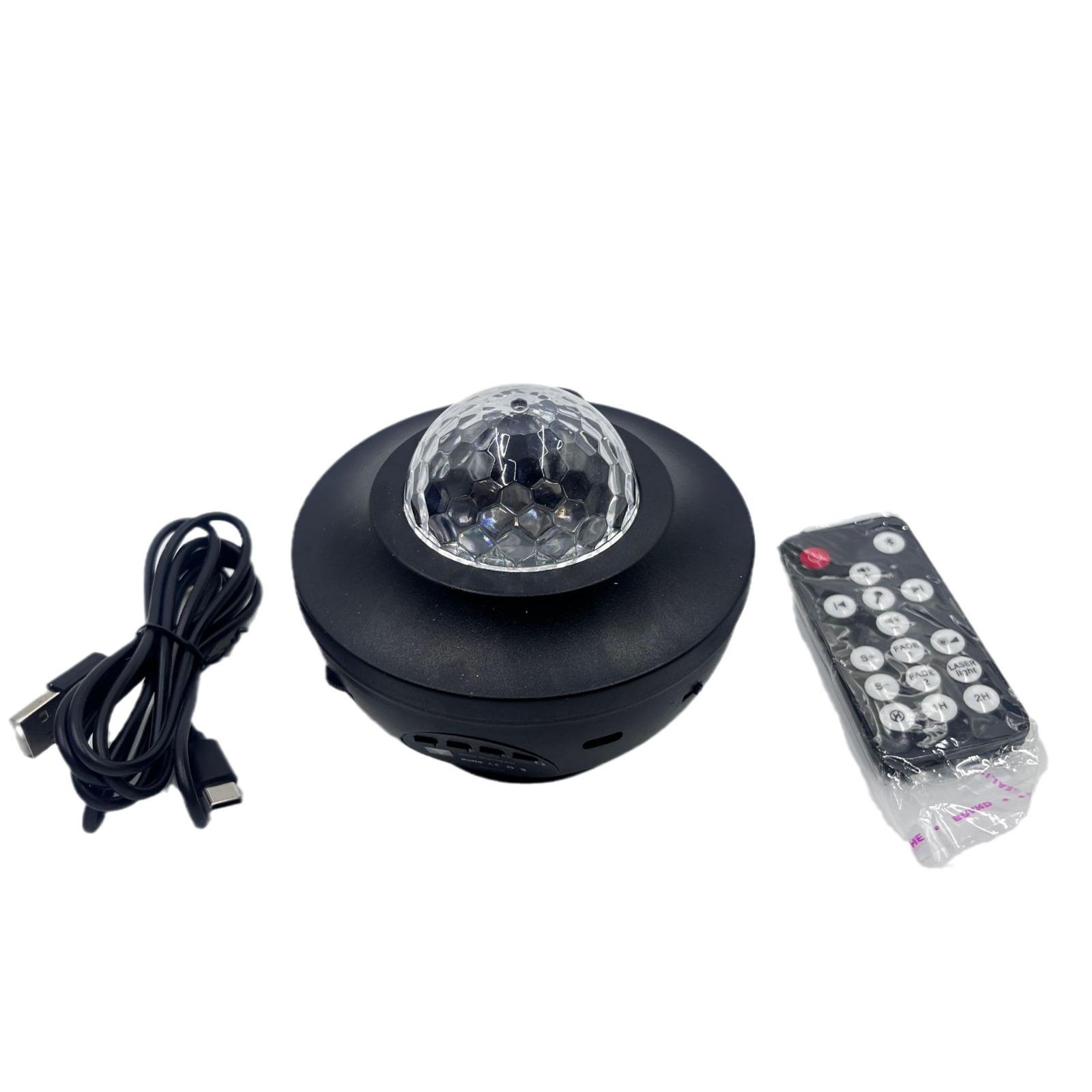 Black Bowl Starry Sky Light Projection Lamp, USB Bluetooth speaker, remote control water ripple laser Projector, Ambient starry sky projection Item Picture