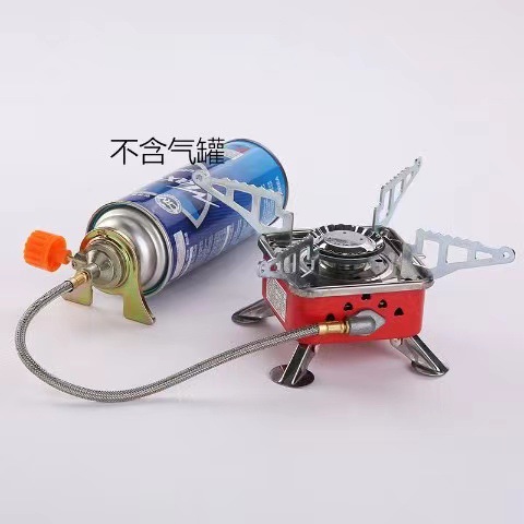 Mini wholesale outdoor gas small square stove, portable folding camping gas card type lotus burner, small square stove Item Picture