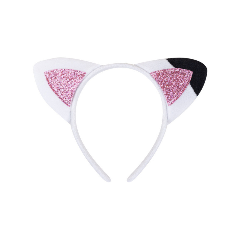 卡通可爱猫咪动物发箍新款儿童卡通小猫耳朵头饰舞会派对装扮发卡白底实物图