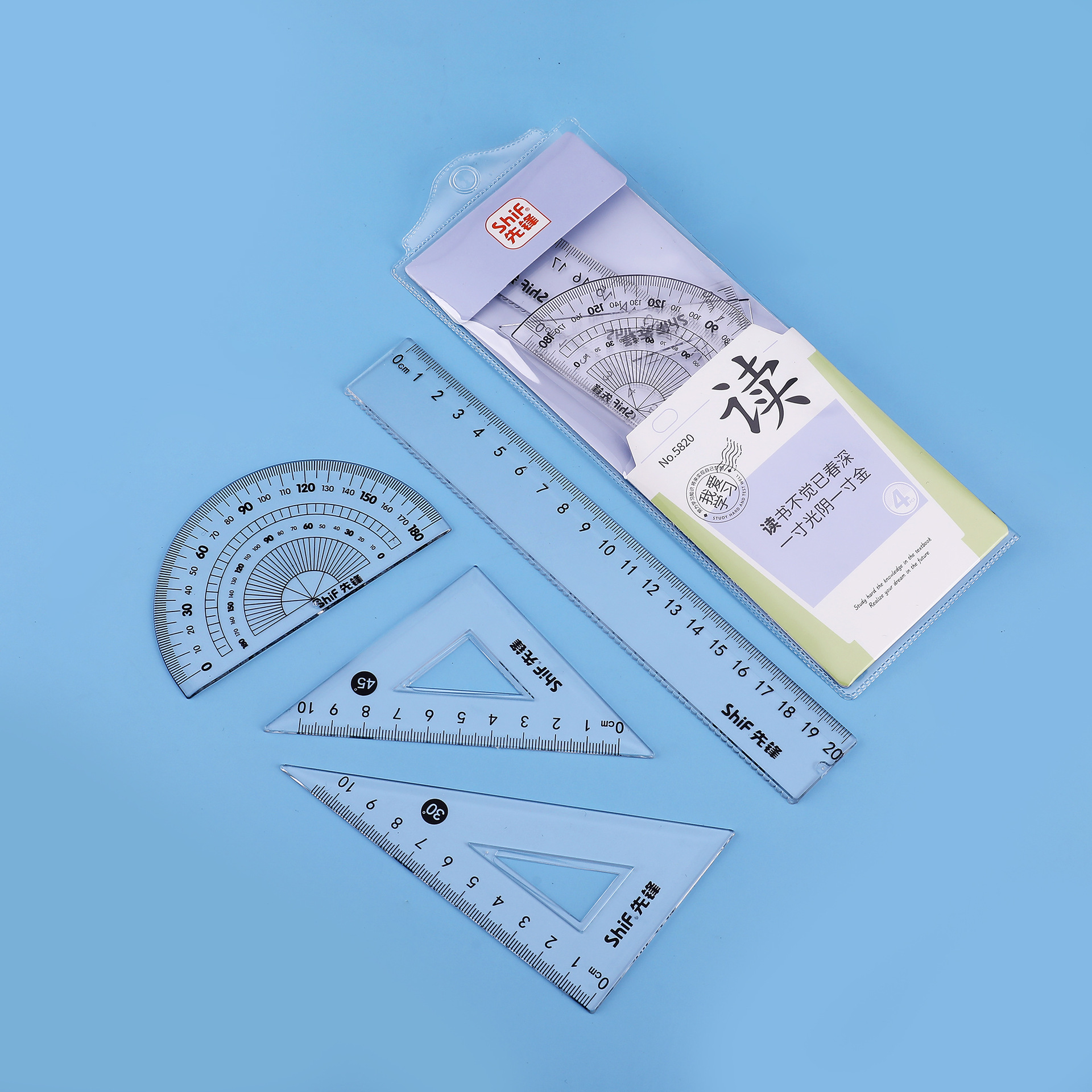 Pioneer 5820 Ruler Set for Primary School Students: Straight Ruler, Set Square, protractor, Children's Multi-functional drawing ruler set Application Scenario