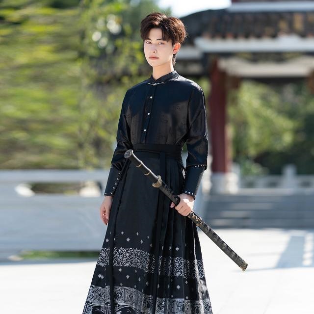 国潮国风马面裙男款古风汉服男士成人古装男生上衣衬衫套装