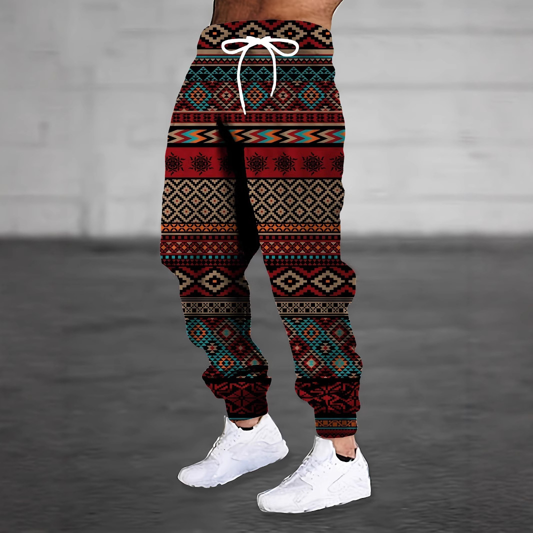 Independent station cross-border trade men's 3D colorful printed sportswear and casual sweatpants, fashionable and versatile autumn drawstring long pants Specification image