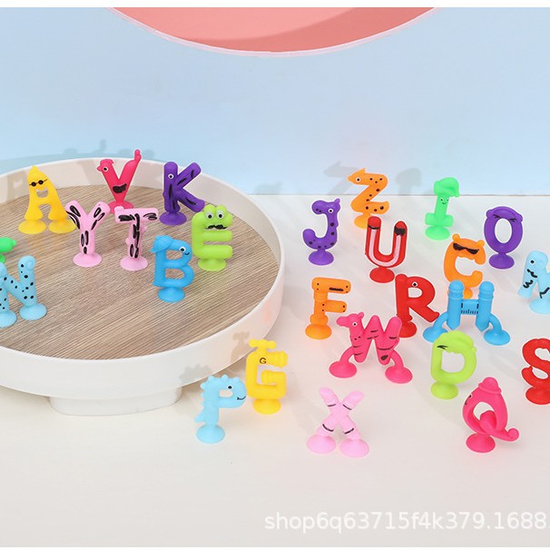 热销新款卡通吸盘字母玩具吸吸粘粘乐洗澡坐车过家家玩具细节图