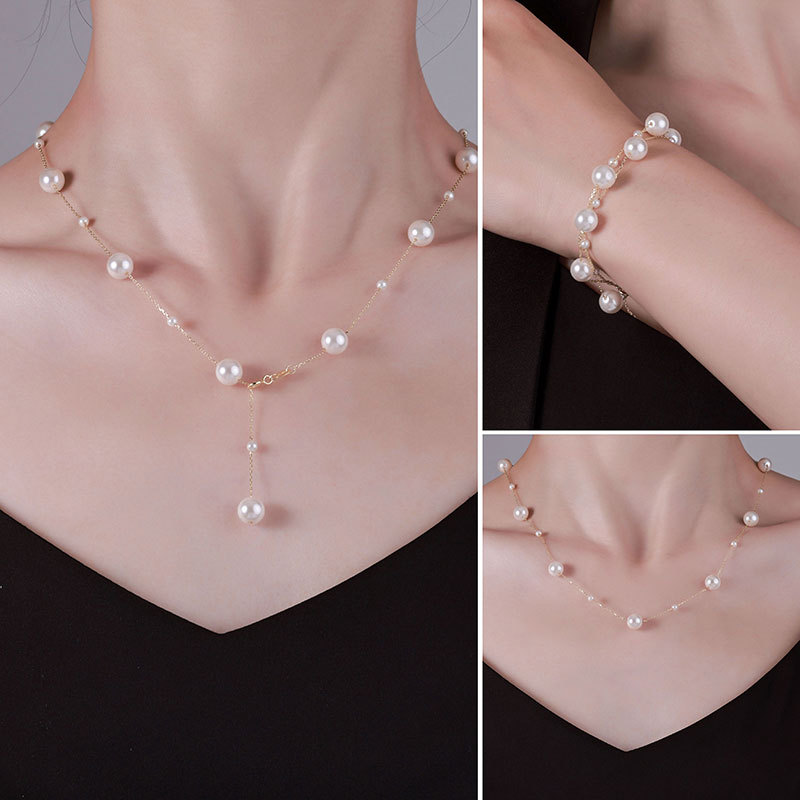 S925 sterling silver 4 ways to wear Starry Sky pearl necklace, light luxury and high-end feel, versatile collarbone chain, exquisite and fashionable necklace Application Scenario